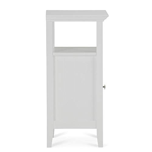 SIMPLIHOME Acadian 30 inch H x 15 inch W Floor Storage Bath Cabinet in Pure White with Storage Compartment and 1 shelf, for the Bathroom, Transitional