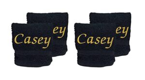 custom embroidered washcloth towel set for body and face. 100% soft cotton embroidered makeup washcloths. facial and body cleansing, reusable face and body towel set. set of four. (black)