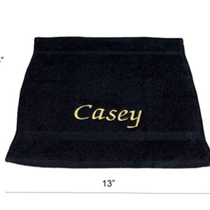 Custom Embroidered Washcloth Towel Set for Body and face. 100% Soft Cotton Embroidered Makeup Washcloths. Facial and Body Cleansing, Reusable Face and Body Towel Set. Set of Four. (Black)