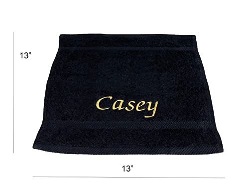 Custom Embroidered Washcloth Towel Set for Body and face. 100% Soft Cotton Embroidered Makeup Washcloths. Facial and Body Cleansing, Reusable Face and Body Towel Set. Set of Four. (Black)