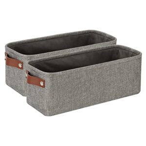 dullemelo soft cotton fabric bathroom storage baskets 2 pack fabric shelf baskets for gifts empty small storage organizer for closet,toys,bedroom (grey)