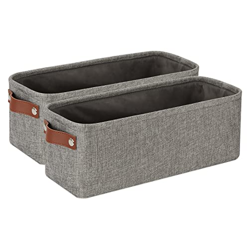 DULLEMELO Soft Cotton Fabric Bathroom Storage Baskets 2 Pack Fabric Shelf Baskets for Gifts Empty Small Storage Organizer for Closet,Toys,Bedroom (Grey)