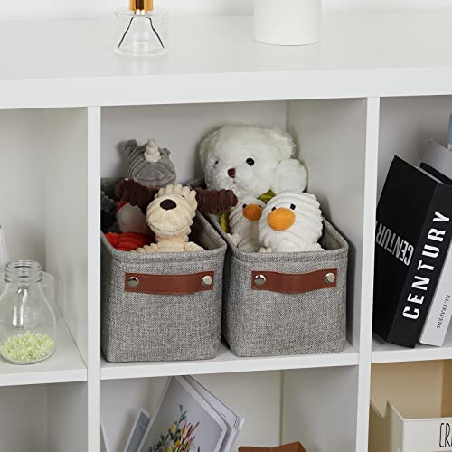 DULLEMELO Soft Cotton Fabric Bathroom Storage Baskets 2 Pack Fabric Shelf Baskets for Gifts Empty Small Storage Organizer for Closet,Toys,Bedroom (Grey)