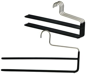 mawa by reston lloyd trouser series non-slip space-saving clothes hanger with double rod for pants, style kh/2, set of 5, black