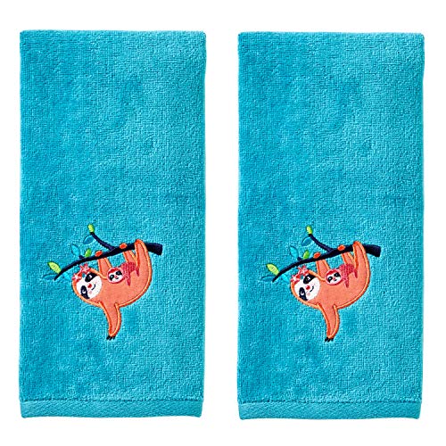 SKL Home Sloth Hand Towel Set, Aqua