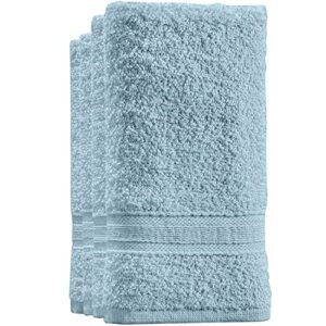 cotton fingertip towels set - 4 pack light blue highly absorbent, soft feel fingertip towels 11"x17"