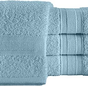 Cotton Fingertip Towels Set - 4 Pack Light Blue Highly Absorbent, Soft Feel Fingertip Towels 11"x17"