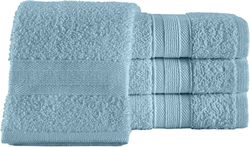 Cotton Fingertip Towels Set - 4 Pack Light Blue Highly Absorbent, Soft Feel Fingertip Towels 11"x17"