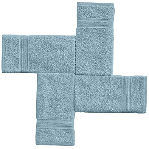 Cotton Fingertip Towels Set - 4 Pack Light Blue Highly Absorbent, Soft Feel Fingertip Towels 11"x17"