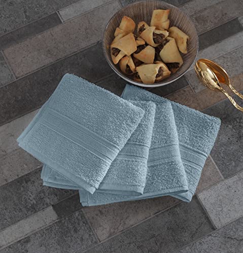 Cotton Fingertip Towels Set - 4 Pack Light Blue Highly Absorbent, Soft Feel Fingertip Towels 11"x17"