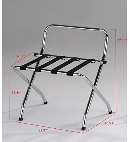 Kings Brand Furniture - Chrome / Black Metal Foldable High Back Luggage Rack