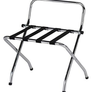 Kings Brand Furniture - Chrome / Black Metal Foldable High Back Luggage Rack