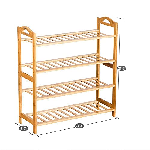 CustomDr 4 Tier Bamboo Wooden Shoe Rack Organizer Stand Storage Shelf Unit Closet organizers and storage Organization and storage Storage shelves Closet storage Book shelf Shelves for storage Closet