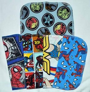 1 ply printed flannel 8x8 inches little wipes set of 5 favorite superhero characters