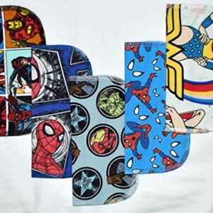 1 Ply Printed Flannel 8x8 Inches Little Wipes Set of 5 Favorite Superhero Characters