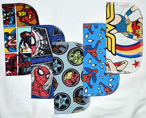 1 Ply Printed Flannel 8x8 Inches Little Wipes Set of 5 Favorite Superhero Characters