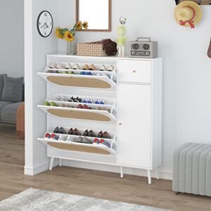 pvillez shoe storage with flip drawers,naturalrattan shoe cabinets,shoe organizer rackwooden shoe organizer for entryway/bedroom/living room/apartment,free standing