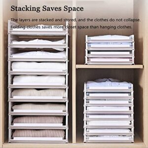 ERREJ Set of 5 Stackable Wardrobe Clothes Organizer, Clothes Organizer for Folded Clothes, Foldable Closet Organizers and Storage Pull Out Drawer for Jeans, Trousers, Sweaters, T-Shirt