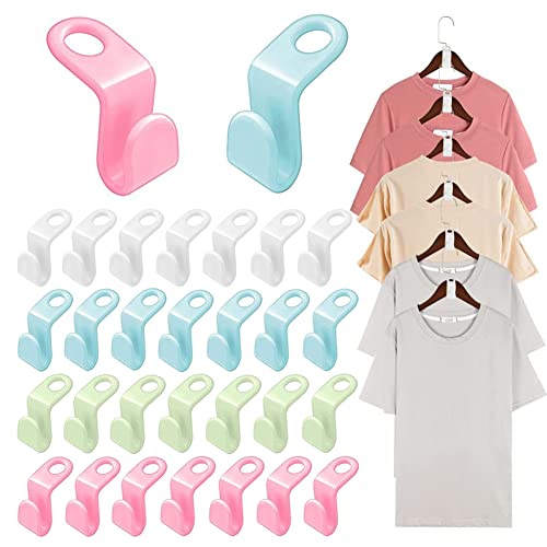 30 Pcs Clothes Hanger Connector Hooks for Space Saving Cascading Clothes Hangers Extender Assist Hooks for Clothes Organizer for Closet