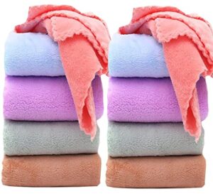 neecan coral fleece extra absorbent and soft,for bathroom-hotel-spa-kitchen fingertip towels face cloths 12 pack. mix color 12"x12"