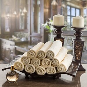 Creative Scents Fingertip Towels for Bathroom (11x18 inches) Towel Set of 4, Soft Velour Finish, Gorgeous Lace Trim, 100% Cotton, Machine Washable, Perfect for Guest Bathroom! (Cream,Ivory)