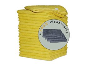cotton homes washcloth soft cotton towels 11"x11" yellow - (18 pack) with 4 free washcloths, 100% cotton rich fingertip towels, cleaning rags wash cloths for bathroom