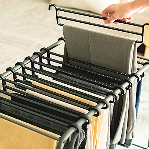 JINCAN Closet Pants Hangers for Women/Men, Home Metal Rolling Trouser Trolley with 10 Hangers, Fall Winter Use, Space Saving