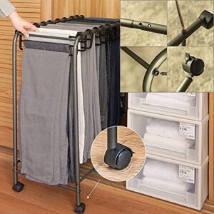 JINCAN Closet Pants Hangers for Women/Men, Home Metal Rolling Trouser Trolley with 10 Hangers, Fall Winter Use, Space Saving