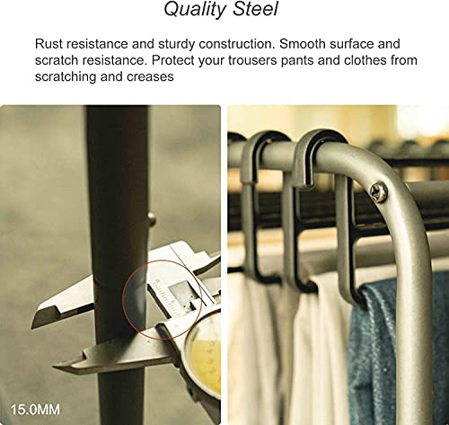 JINCAN Closet Pants Hangers for Women/Men, Home Metal Rolling Trouser Trolley with 10 Hangers, Fall Winter Use, Space Saving