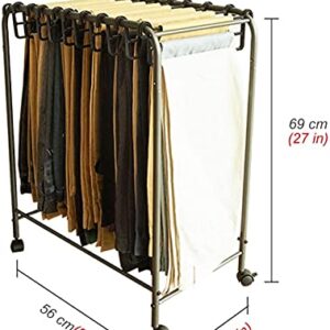 JINCAN Closet Pants Hangers for Women/Men, Home Metal Rolling Trouser Trolley with 10 Hangers, Fall Winter Use, Space Saving