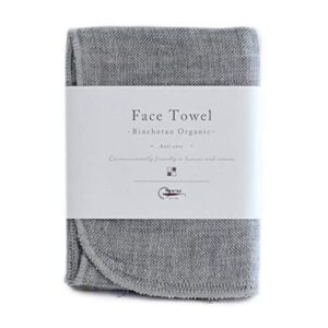 ippinka nawrap organic binchotan face towel, naturally anti-odor, gray/ivory