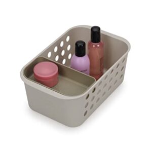 Joseph Joseph EasyStore - Bathroom essentials Storage Basket Organiser with Moveable tray, Ecru, Small