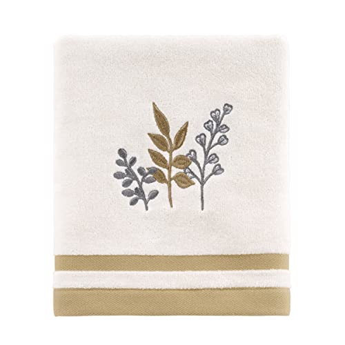 Avanti Linens Collection Sketched Flowers Bathroom Accessories, Hand Towel, White