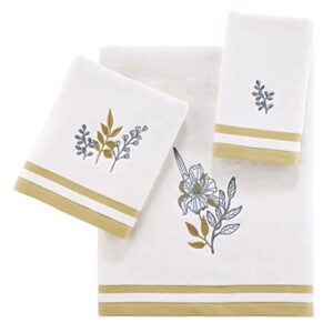 Avanti Linens Collection Sketched Flowers Bathroom Accessories, Hand Towel, White