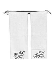 modern designs pro mr. and mrs. towels - couple embroidered hand towels - wedding/engagement gifts (2 pack - mr. & mrs.)