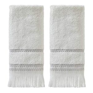 skl home casual monogram fingertip towel set, 11x18, white 2 pack