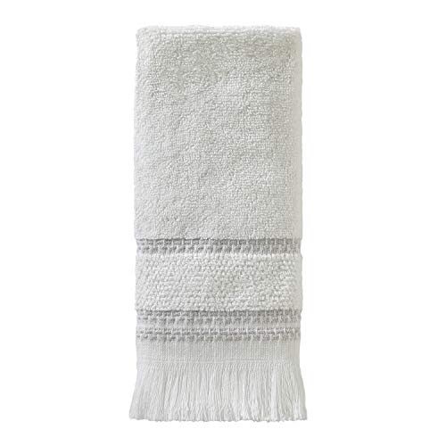 SKL Home Casual Monogram Fingertip Towel Set, 11x18, White 2 Pack