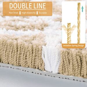 Yimobra Luxury Fluffy Bathroom Rugs, Super Elastic Soft Thick Plush Bath Mat, Non-Slip Water Absorbent, Easier to Dry, Durable Shaggy Microfiber Floor Carpet for Bathtub, 36.2 x 24 Inch, Beige