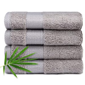canfoison bamboo washcloths for face and body, 4 pack light gray washcloths for adult kids baby luxury super soft highly absorbent bathroom towels 13"x13"