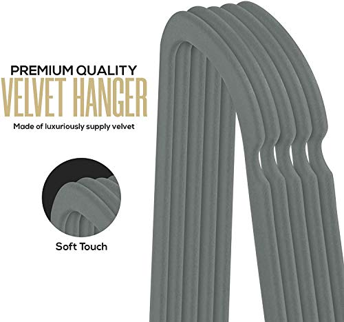 Utopia Home Premium Velvet Hangers 150 Pack - Non-Slip & Durable Clothes Hangers - Grey Hangers with 360 Degree Rotatable Hook - Heavy Duty Coat Hangers