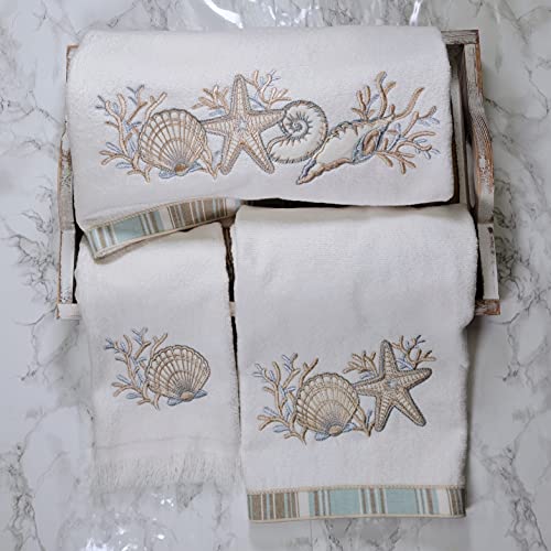 Avanti Linens Sand Shells Collection, Fingertip Towel, White