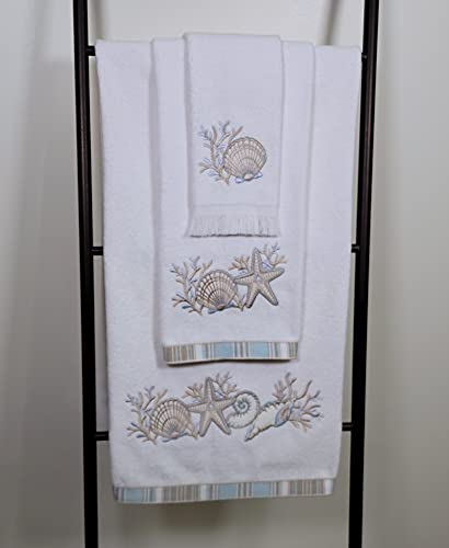 Avanti Linens Sand Shells Collection, Fingertip Towel, White