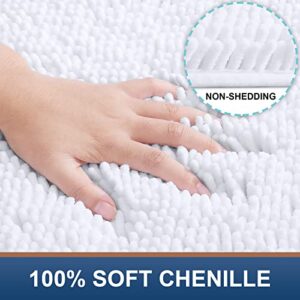 Smiry Luxury Chenille Bath Rug, Extra Soft and Absorbent Shaggy Bathroom Mat Rugs, Machine Washable, Non-Slip Plush Carpet Runner for Tub, Shower, and Bath Room(24''x16'', White)