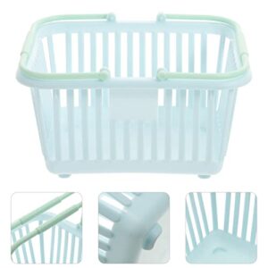 Toddmomy 3pcs Small Plastic Baskets Portable Shower Basket Grocery Baskets With Handles Plastic Beach Tote Small Basket with Handle for Organizing, Bathroom Kitchen Dorm Room Bedroom（Sky-blue）