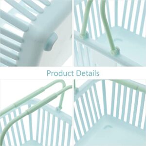 Toddmomy 3pcs Small Plastic Baskets Portable Shower Basket Grocery Baskets With Handles Plastic Beach Tote Small Basket with Handle for Organizing, Bathroom Kitchen Dorm Room Bedroom（Sky-blue）
