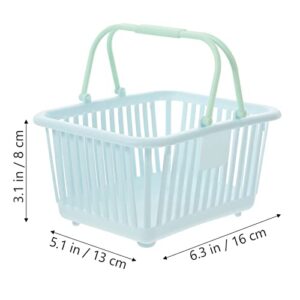 Toddmomy 3pcs Small Plastic Baskets Portable Shower Basket Grocery Baskets With Handles Plastic Beach Tote Small Basket with Handle for Organizing, Bathroom Kitchen Dorm Room Bedroom（Sky-blue）