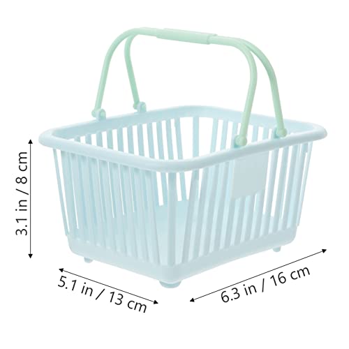 Toddmomy 3pcs Small Plastic Baskets Portable Shower Basket Grocery Baskets With Handles Plastic Beach Tote Small Basket with Handle for Organizing, Bathroom Kitchen Dorm Room Bedroom（Sky-blue）