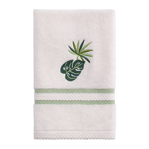 Avanti Linens - Fingertip Towel, Soft & Absorbent Cotton Towel (Viva Palm Collection),White