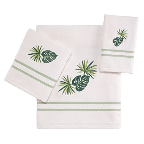 Avanti Linens - Fingertip Towel, Soft & Absorbent Cotton Towel (Viva Palm Collection),White