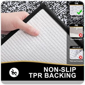 OLANLY Bathroom Rugs, Extra Soft and Absorbent Microfiber Bath Mat, Non-Slip, Machine Washable, Quick Dry Shaggy Bath Carpet, Suitable for Bathroom Floor, Tub, Shower (Black and White, 24 x 16 Inches)